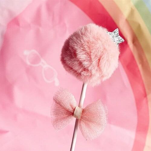 Elegant Love Baby Decoration Gifts Baking Dessert Supplies Shower Girl Hairball Star Bow Cake Topper For Birthday Party