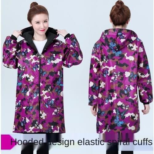 Add velvet smock womens winter thickening fashion waterproof kitchen household long-sleeved apron mens adult warm overalls