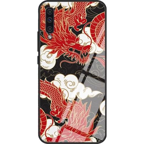 Red Chinese Dragon For Samsung A21S A20e A10 A20 A30 A50 A70 A31 A51 A71 A12 A52 A72 A32 Tempered Glass Case