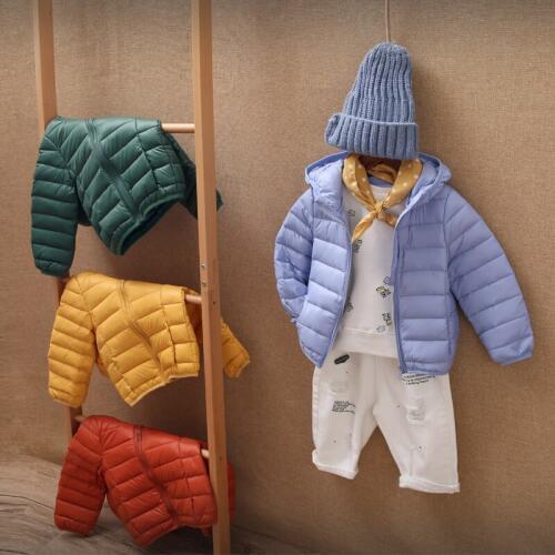 Girls & Boys Light Duck Down Coat Parka Baby Kids Hooded Jacket Fall Winter New Childrens Clothes Toddler Casual Outerwear P90