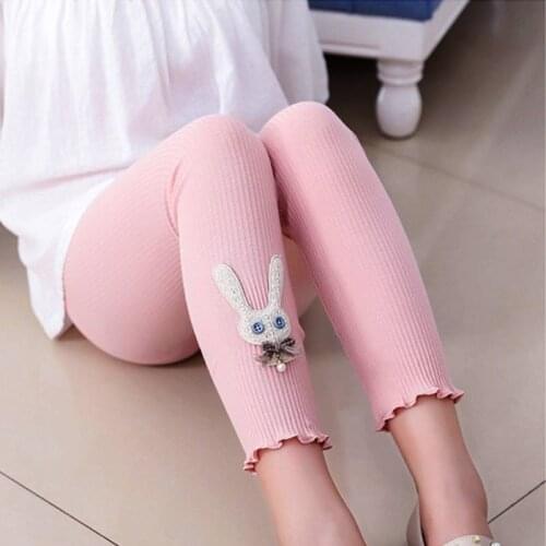 Girls leggings Spring Autumn New Girls Rabbit Children Nine-point Thin Cotton Slim-fit Long Pants Children Sport Trousers