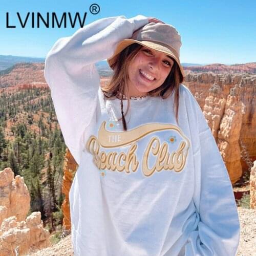 LVINMW Autumn Letter Printed Loose Streetwear Women Pullovers Long Sleeve O Neck Chic Casual Hoodie Ladies Fashion Basic Tops
