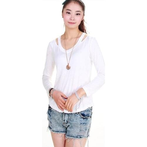 Fashion Summer Autumn Women Cut Out Blouses High Street Casual Solid Top Shirts