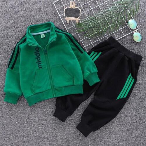 Fashion Boys Sweat Sets School Clothes Jacket + Pant For Kids Childrens Coat + Trousers Kits