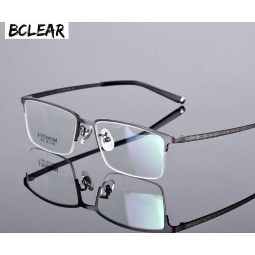 BCLEAR Business Men Luxury Titanium Glasses Half Frame Optical Frames Retro Trend Spectacle Eyeglasses High Quality Light Glass
