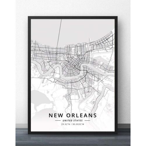 New Orleans LA Louisiana USA United States of America Map Poster