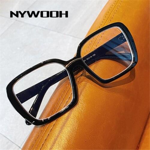 NYWOOH Transparent Square Eyeglasses Women Men Anti Blue Light Glasses Frames Computer Eyewear Oversized Optical Eyeglass