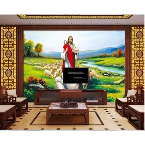 Beibehang brick wallpaper 3d wallpaper for kids room Custom Christian Jesus Oil Painting Background Wall wall papers home decor