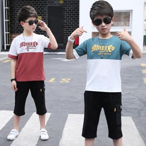 Boys Clothes Set Short Sleeve T-Shirt +Pants Summer Kids Boy Sports Suit Children Clothing Outfits Teen 5 6 7 8 9 10 11 12 Years