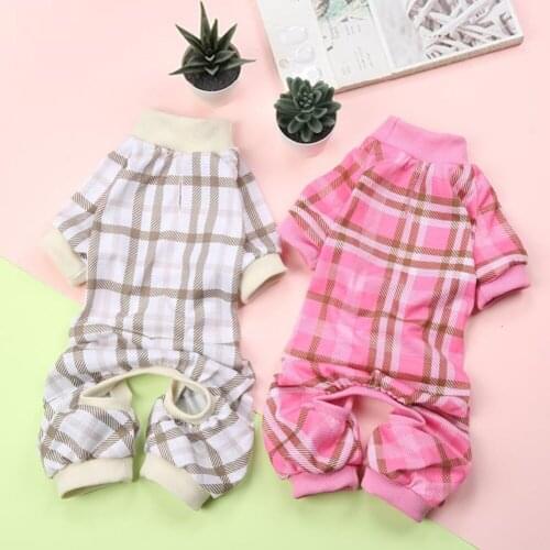 Fall Winter Dog Pajamas Clothing Plaid Printed Casual Four-legged Soft Comfortable Home Pet Clothes Lovely Ropa Para Perro