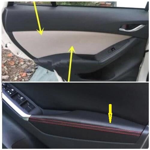 4PCS Microfiber Front/Rear Door Panel Leather Cover Protective Trim For Mazda CX-5 (2013-2015) car interior accessories