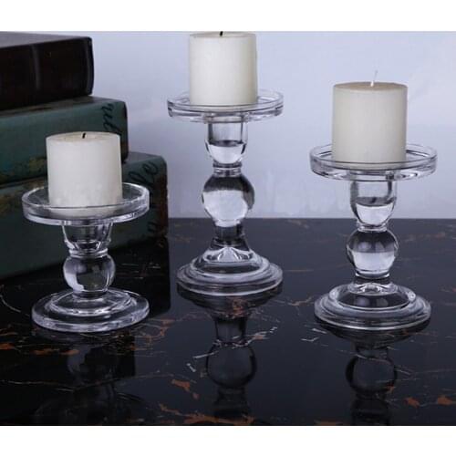 Transparent Glass Candle Holders for Christmas, Dining Table Centerpieces, Candlestick for Christmas Wedding Parties