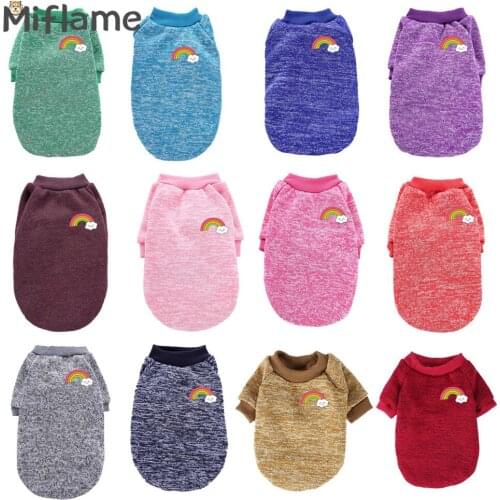 Miflame Rainbow Dog Clothes Autumn Winter Small Dogs Hoodies Pomeranian Spitz Solid Flece Puppy Sweatshirt For Dogs Warm Cosume