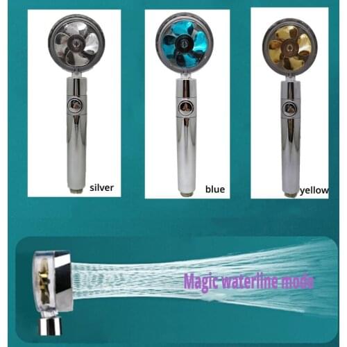 High Pressure Spray Nozzle Water Saving 360 Degrees Rotating Rainfall With Small Fan Hand-held Shower Head Bathroom Accessories