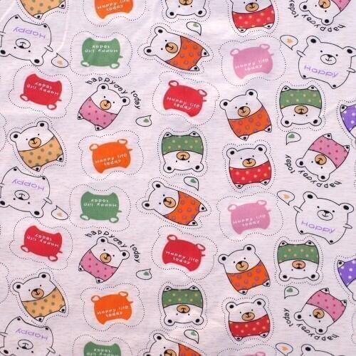 1 yard Cotton Twill Fabric for sewing pathwork, cloth, bedding - Cartoon bears (red and green) (width=160cm)
