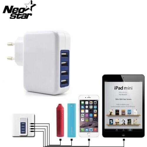 4 Port USB Charger EU US Plug For IPad For IPhone Samsung Phone Tablet 5V 4.2A Universal Wall Travel Power Adapter Charging Hub