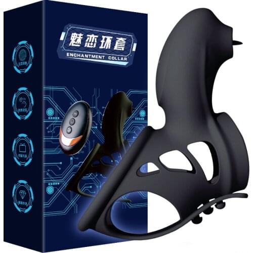 Remote Control Silicone Ring Vibrator Male Delay Training Ring Tongue Licking Nipple Clit Stimulator Sex Toys For Couples