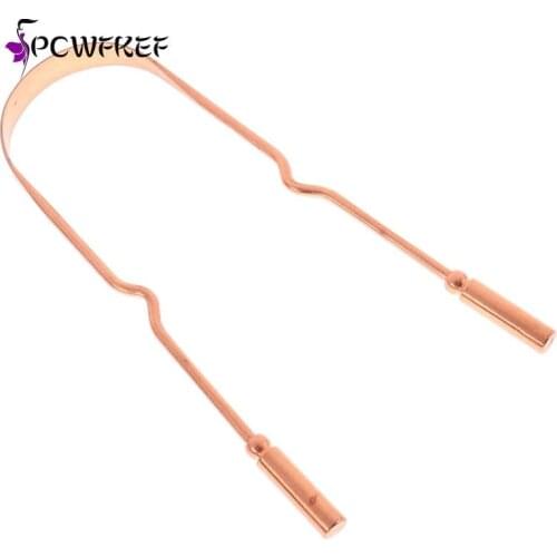Tongue Scraper Copper Oral Cleaner Brush Fresh Breath Cleaning Coated Tongue Toothbrush Oral Hygiene Care Tools