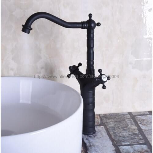 Bathroom Faucet Oil Rubbed Bronze Double Cross Handles Bathroom Basin Faucets Deck Mount Bathbasin Vanity Mixer Taps Nnf147