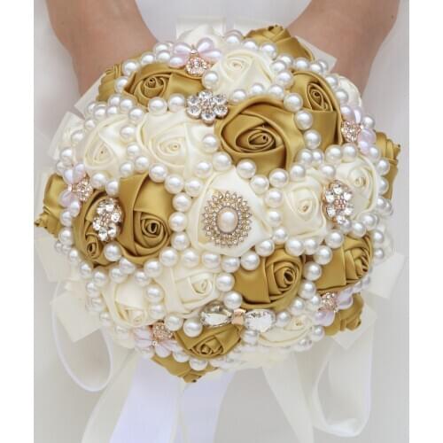 In Stock Stunning Wedding Flowers White Bridesmaid Bridal Bouquets Artificial Rose Wedding Bouquet Ramos De Novia Artificiales