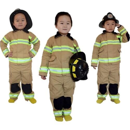 High Quality Kids Fireman Sam Cosplay Costumes Cotton Linen Fancy Halloween Party Firefighter Uniform Boys Role Play Work Wear