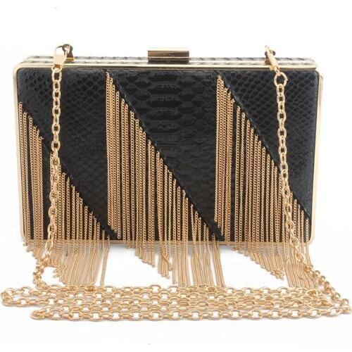Metal Tassel Lady Clutch Bag With Chain Shoulder Handbags Classical Style Small Purse Day Evening Clutch Bags