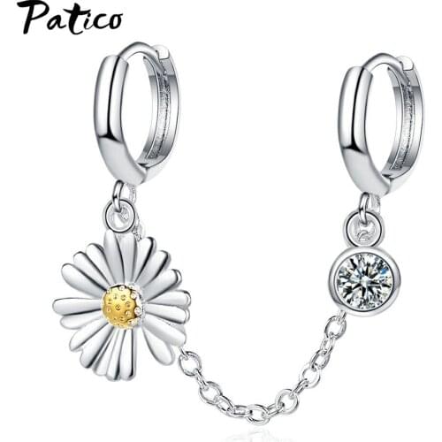 925 Sterling Silver Cute Flower Crystal Statement Earrings For Women Girls Fashion Jewelry 2021 Trend Wholesale