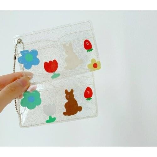 1PC Cute Bear Rabbit Transparent Waterproof Pvc Women Card Case Business Card Holder Girls Credit Card Bag Id Card Mini Wallet