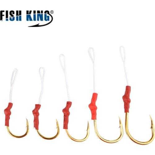 Fishhooks 1 Pack of Jigging Assist Hooks with 100-150LBs PE line Size 5/0#-12/0# Ringed Sea Fishing Tackle Accessories