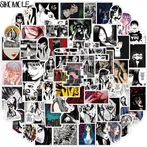 60PCS Junji Itou Horror Comics Style Kawakami Tomie Spiral Stickers For Mobile Laptop Suitcase Skateboard Anime Decal Sticker F5