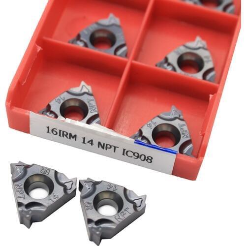 10pcs Carbide Inserts 16IRM 14 NPT IC908 Plate CNC Threaded Blade Lathe Cutter Tool Turning Tools