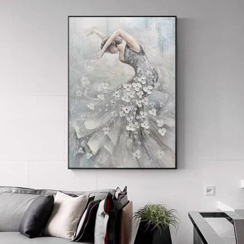 100% Handmade Abstract Oil Painting On Canvas Ballet Girl Minimalist Modern Wall Art Decorative For Living Room No Frame