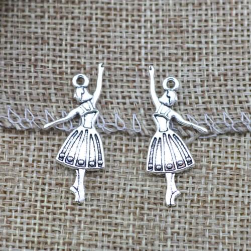 15 Pieces 14x32mm Antique Silver Color Ballet Dancer Charms For Bracelet DIY Jewelry Making