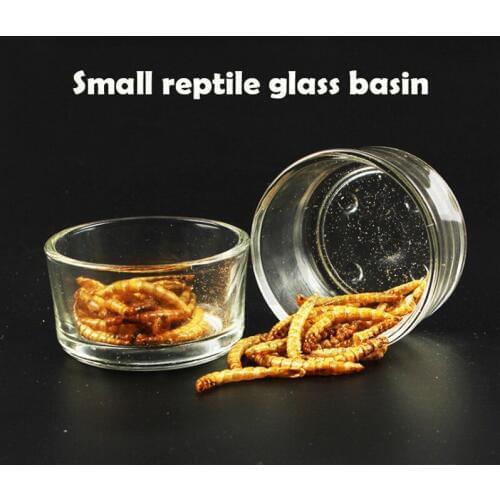 2 pieces/lot Reptile transparent glass bowl basin for lizard snake spider gecko tortoise bug