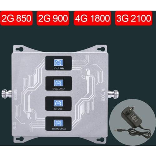 2g 3g 4g Mobile Signal Booster 850 900 1800 2100 MHz 4-band GSM Repeater 2G CDMA DCS WCDMA 4G LTE Cellular Amplifier For Israel