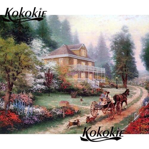 5d full diamond embroidery nature countryside Picture of Rhinestone diy diamond mosaic handicraft diamond painting decoration