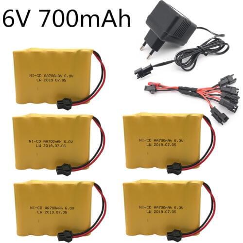 6v 700mah NI-CD AA NICD Battery Pack With Charger For RC Toy Car Boat GUN TANK Truck Trains RC Toy Model 6V Ni-CD Battery