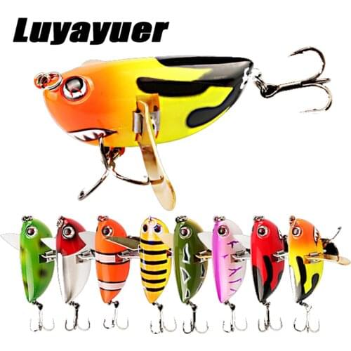 8Pcs Topwater Popper Lures Swimbaits Floating 6cm/12.5g Hard Lures for Bass Trout 3D Eyes Fishing Lures