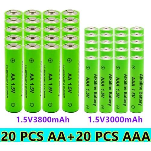AA + AAA rechargeable AA 1.5V 3800mAh/1.5V AAA 3000mah Alkaline battery flashlight toys watch MP3 player replace Ni-Mh battery