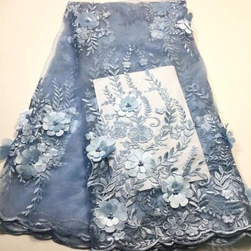 African Lace Fabric 3D Flower High Quality 2021 French Tulle Lace Fabric Appliqued Nigerian Net Lace For Wedding Dress M2845