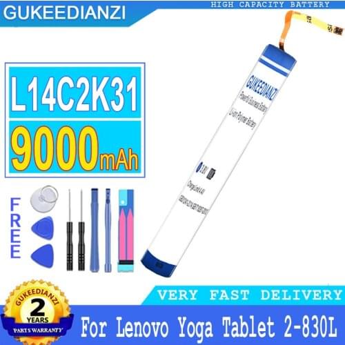 9000mAh GUKEEDIANZI Battery L14C2K31 L14D2K31 for LENOVO YOGA Tablet 2-830L 2-830LC 2-830F 2-851F 2 830L 830F 830LC