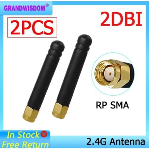 2pcs 2.4 GHz WiFi Antenna 2dBi Aerial RP-SMA Male Connector 2.4ghz antena wi fi antenne For Wireless Router Wifi Booster