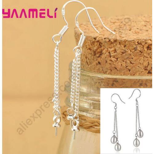 Handle Free Shipping 100PCS Lot 925 Silver Jewelry Findings Double ROLO Chain 925 Sterling Silver Earring Hooks Earwire