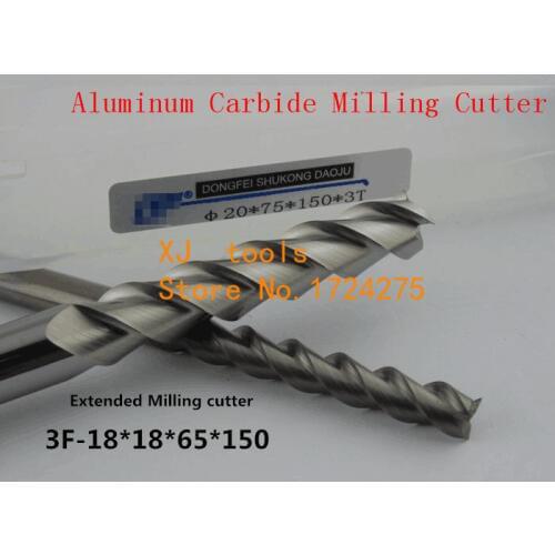 Free Shipping 18.0mm Long End Mill 18*18*65*150L 3 Flutes Aluminum Carbide End mills,Carbide CNC End mill Router Bits,lathe tool