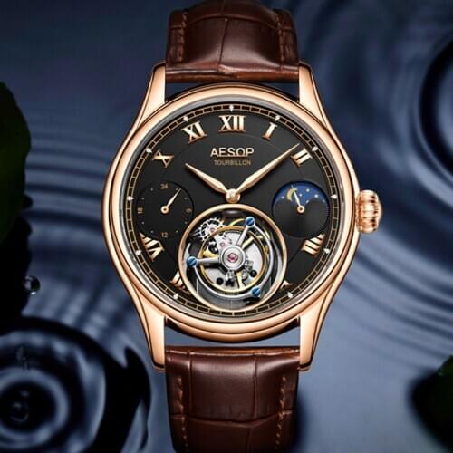 Real Mens Tourbillon Movement Mechanical Watches Mens 2020 Sapphire Tourbillon Luxury Brand Moonphase Watch Men zegarek męski