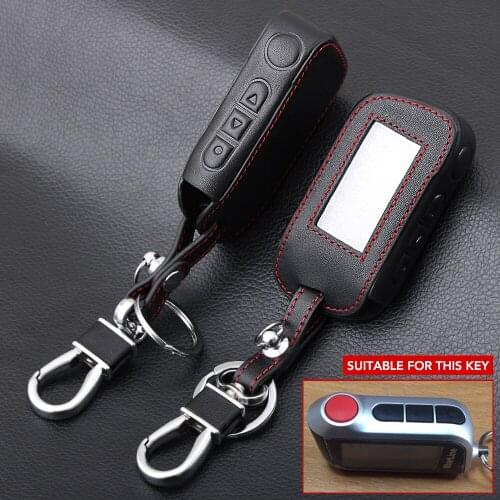Black Leather Case For Starline A93 A63 A96 A39 A36 Car 2 Way Alarm Remote Sensor Control LCD Keychain Cover Car Styling