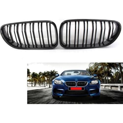 For BMW F06 Shiny Black Grille Hood Double Line For F12 12-17 640i 650i M6 Coupe