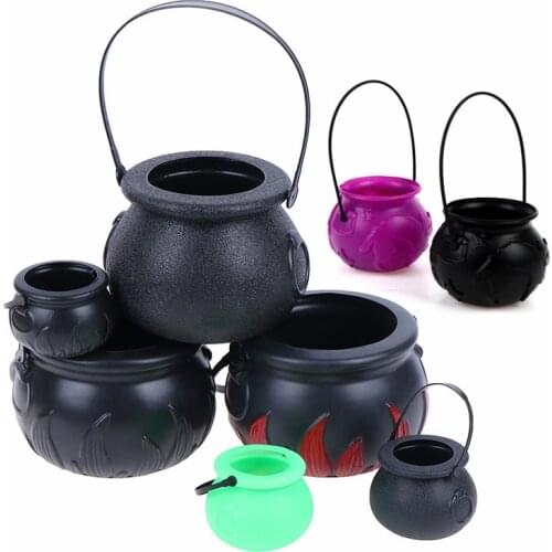 Halloween Candy Pot Halloween Cauldron Novelty Halloween Bucket Ornament Skull Witch Toy