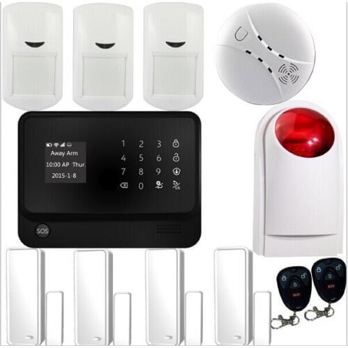 GSM Wifi Alarm System With wireless smoke detector IOS/Android APP Control WiFi Alarm System H ome Alarm with outdoor sirens