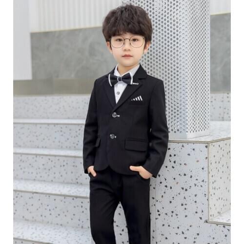 Flower Boys Jacket + Pants 2PCS Suit School Kids Formal Weddings Party Tuxedos Prince Boys Gentlemen Birthday Dress Costume